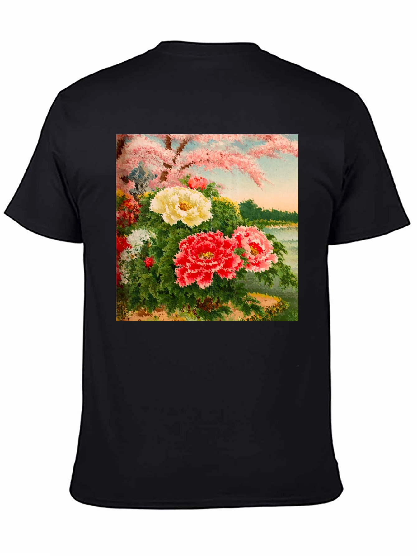 Floral Blossom Art Black Tee