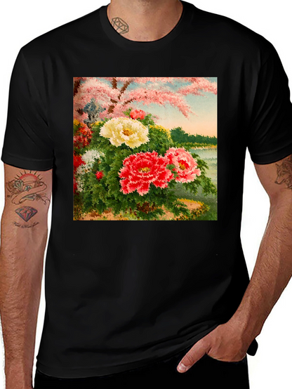 Floral Blossom Art Black Tee