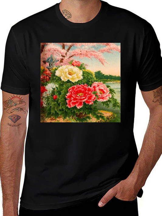 Floral Blossom Art Black Tee
