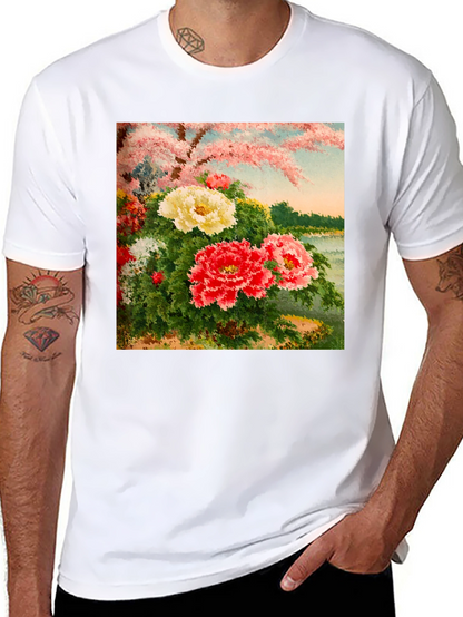 Floral Blossom Art Black Tee