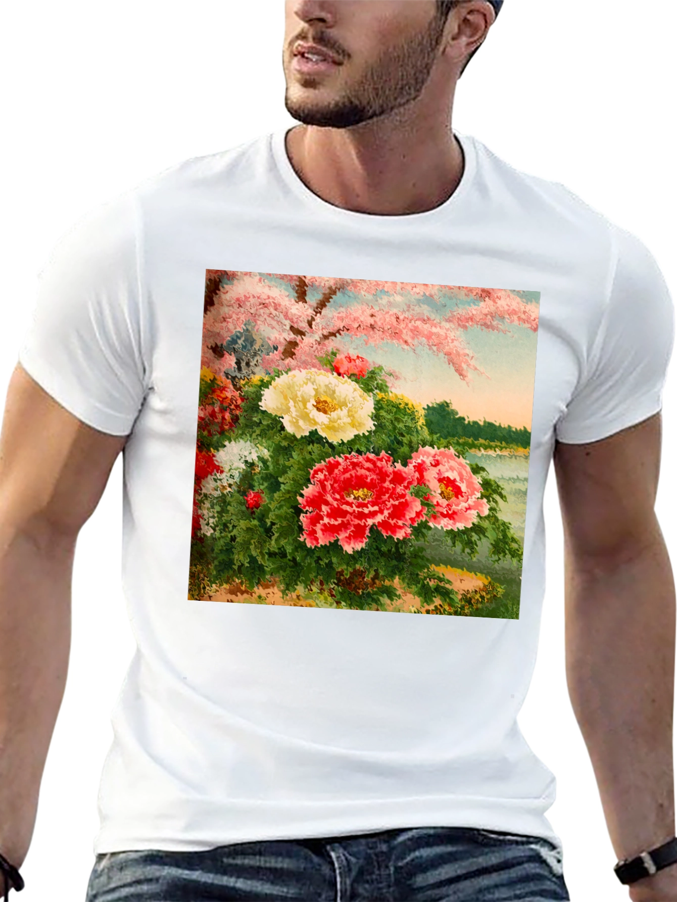 Floral Blossom Art Black Tee