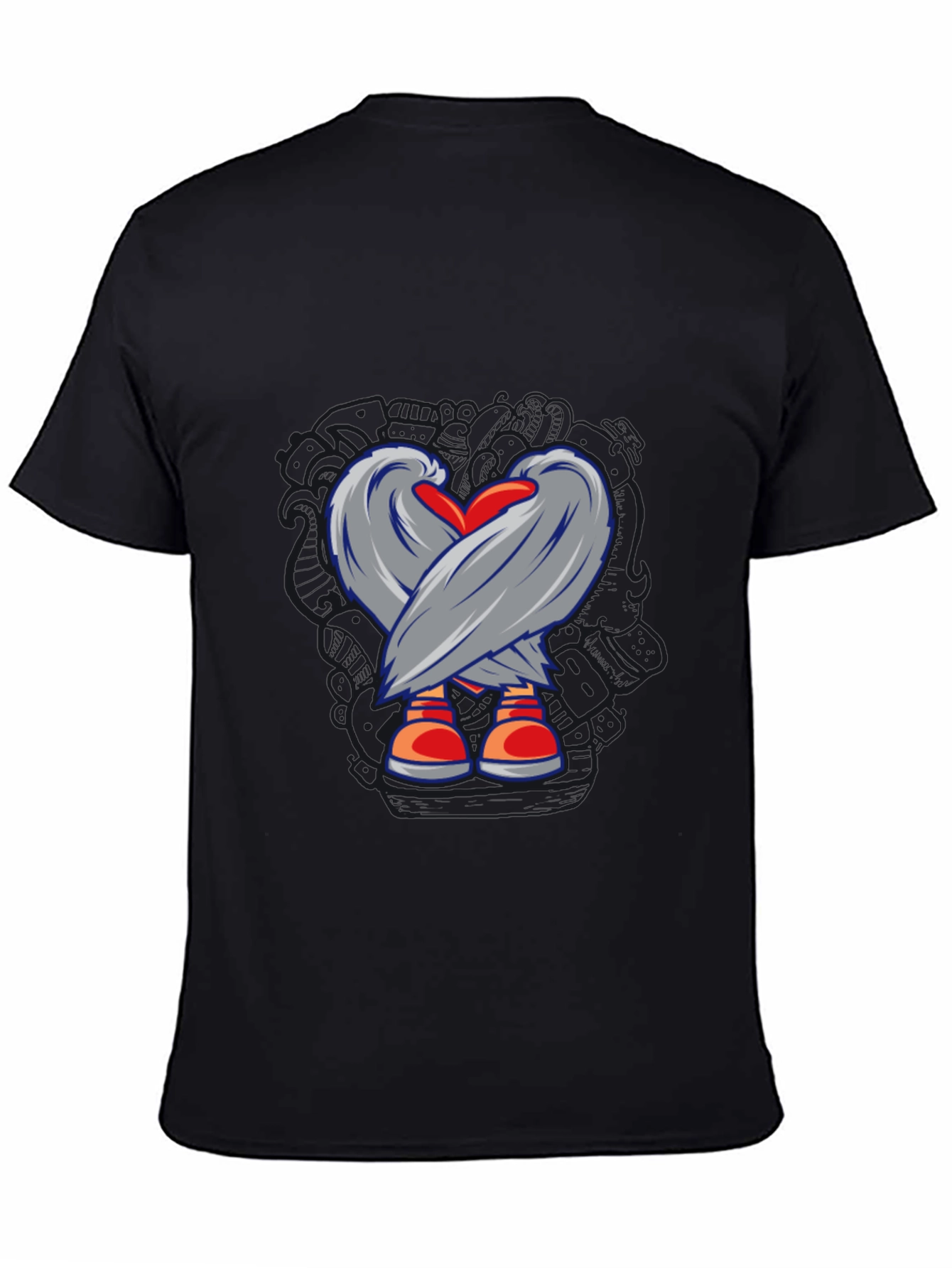 Heart & Wings Graphic Tee - Casual Black T-Shirt