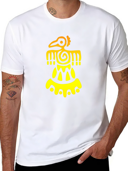 Aztec Bird Graphic Tee - Black Cotton Blend T-Shirt