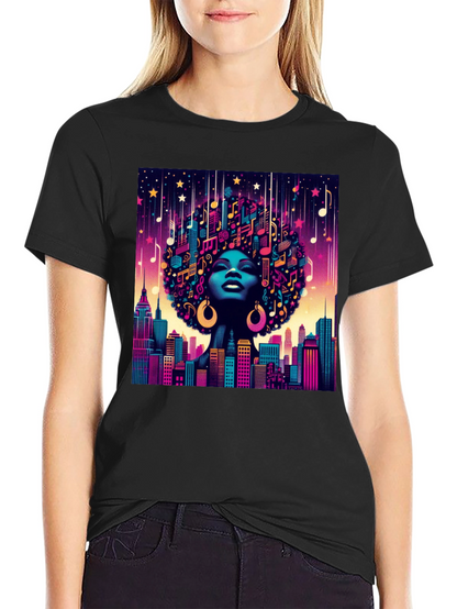 Musical Cityscape Graphic Tee - Afro Art