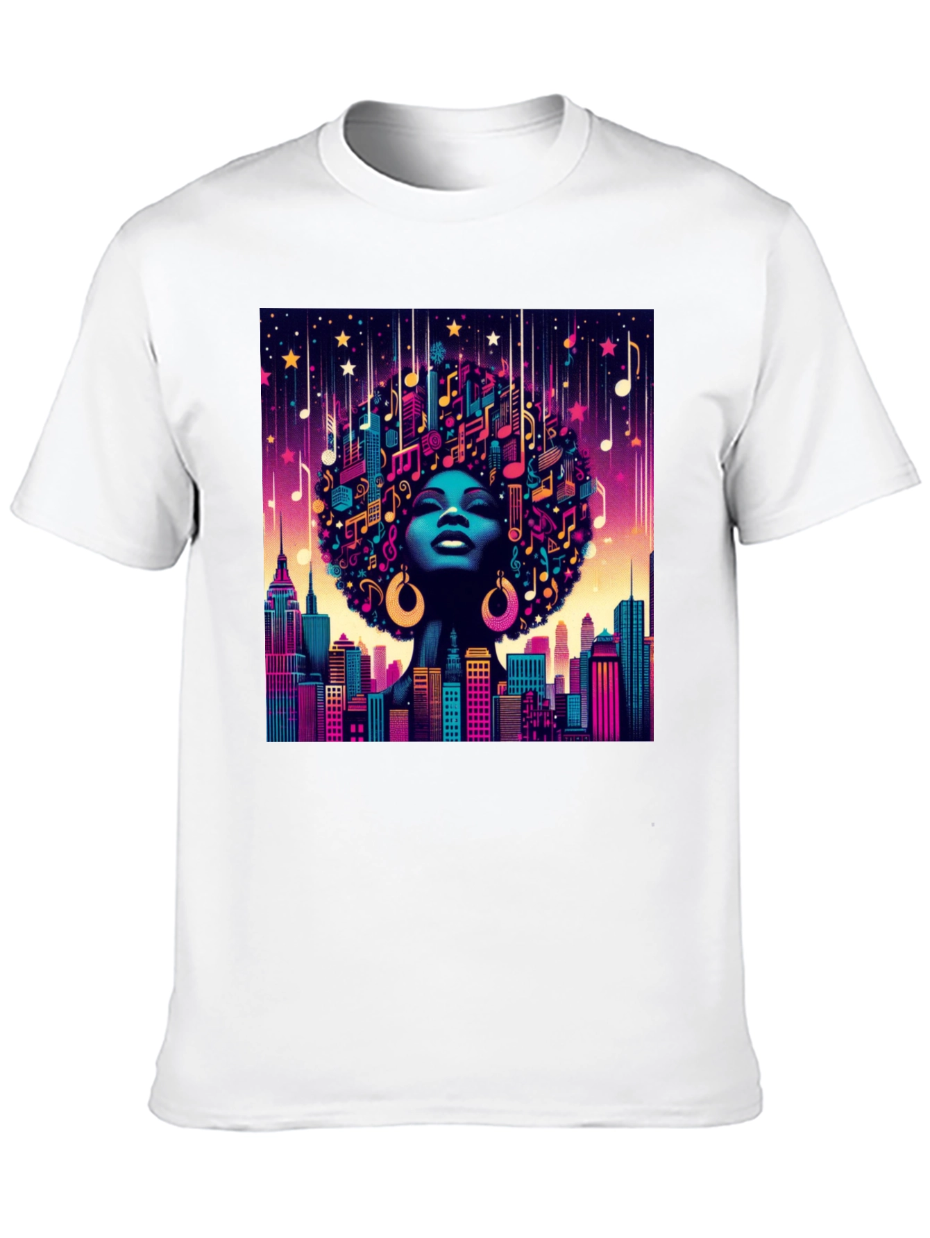 Musical Cityscape Graphic Tee - Afro Art