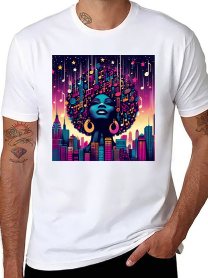 Musical Cityscape Graphic Tee - Afro Art