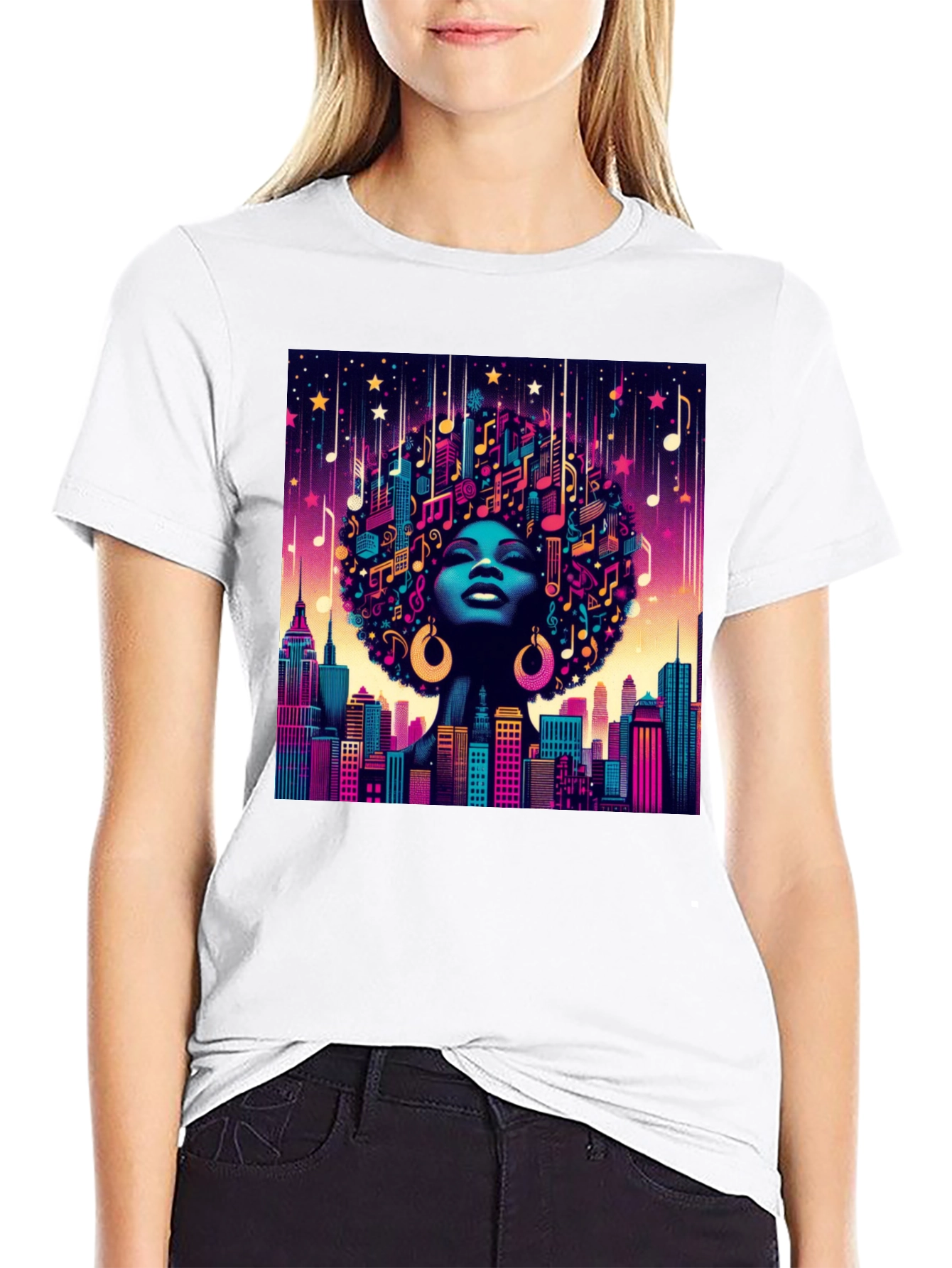 Musical Cityscape Graphic Tee - Afro Art