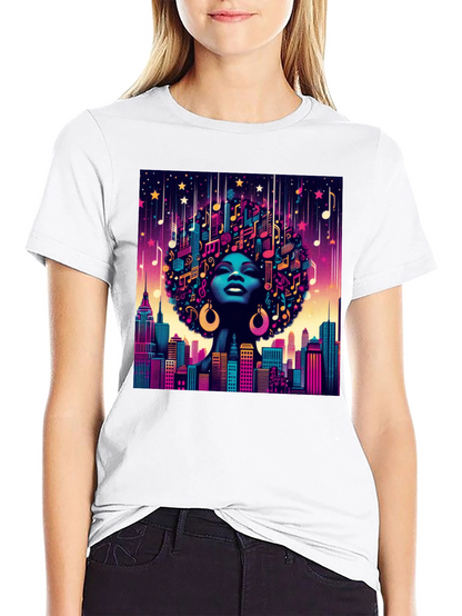 Musical Cityscape Graphic Tee - Afro Art