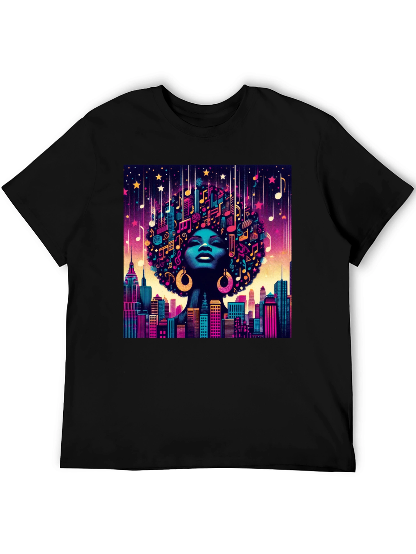Musical Cityscape Graphic Tee - Afro Art