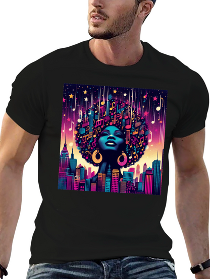 Musical Cityscape Graphic Tee - Afro Art