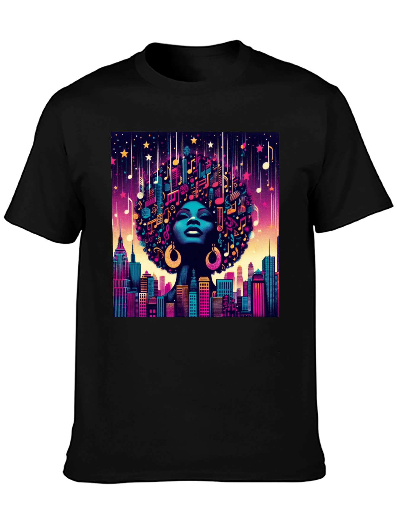 Musical Cityscape Graphic Tee - Afro Art