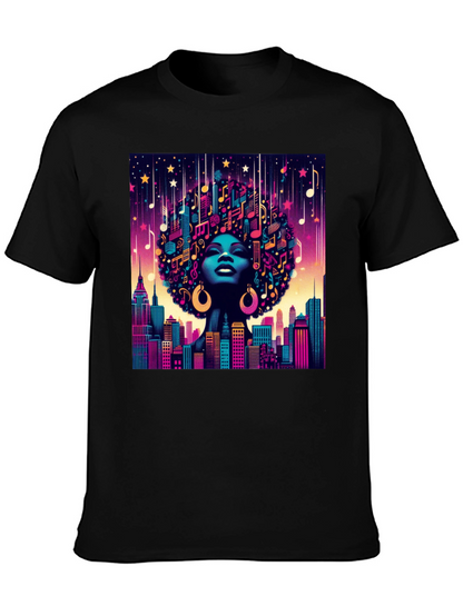 Musical Cityscape Graphic Tee - Afro Art