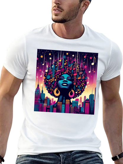 Musical Cityscape Graphic Tee - Afro Art