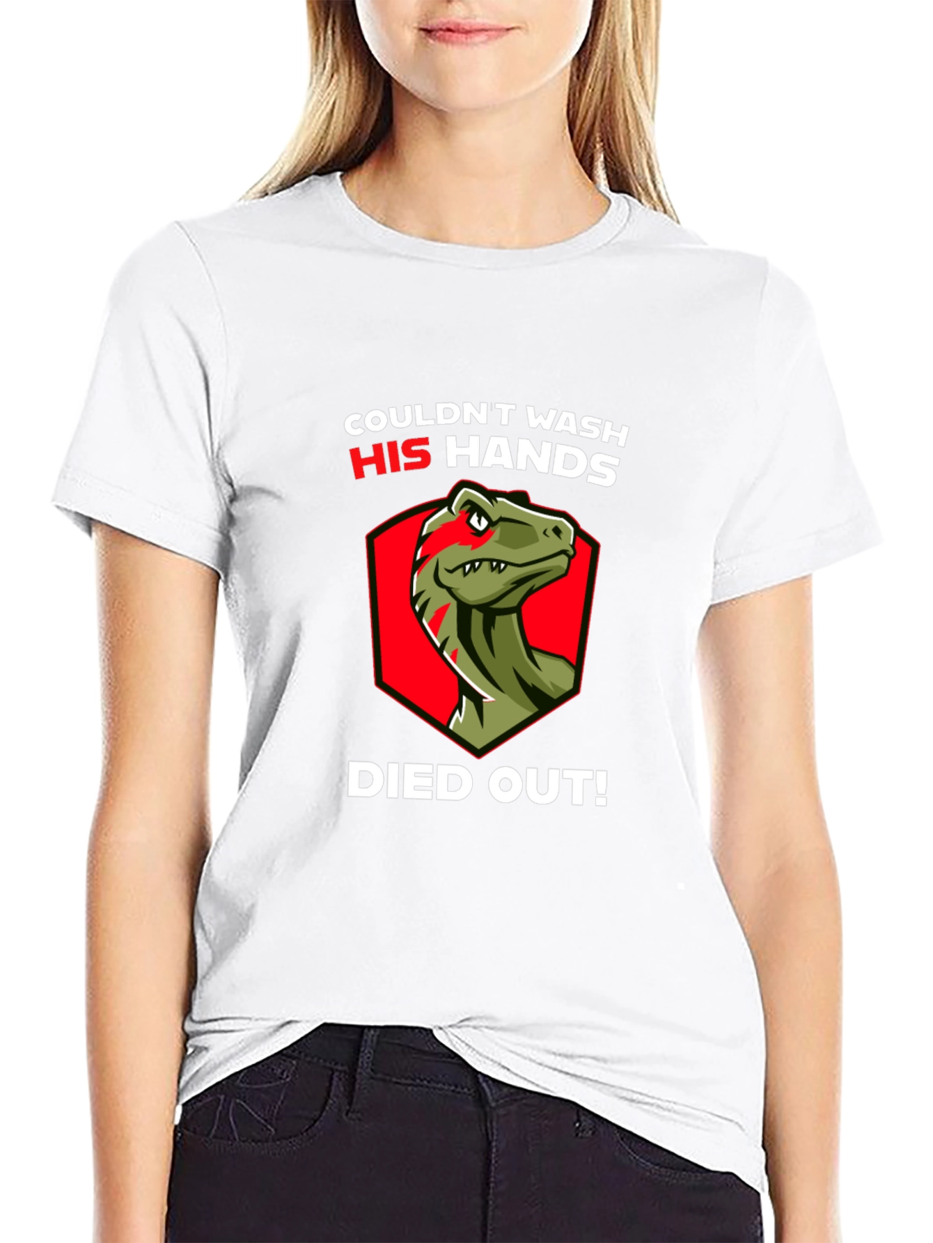 Dinosaur Wash Hands Died Out Funny T-Shirt