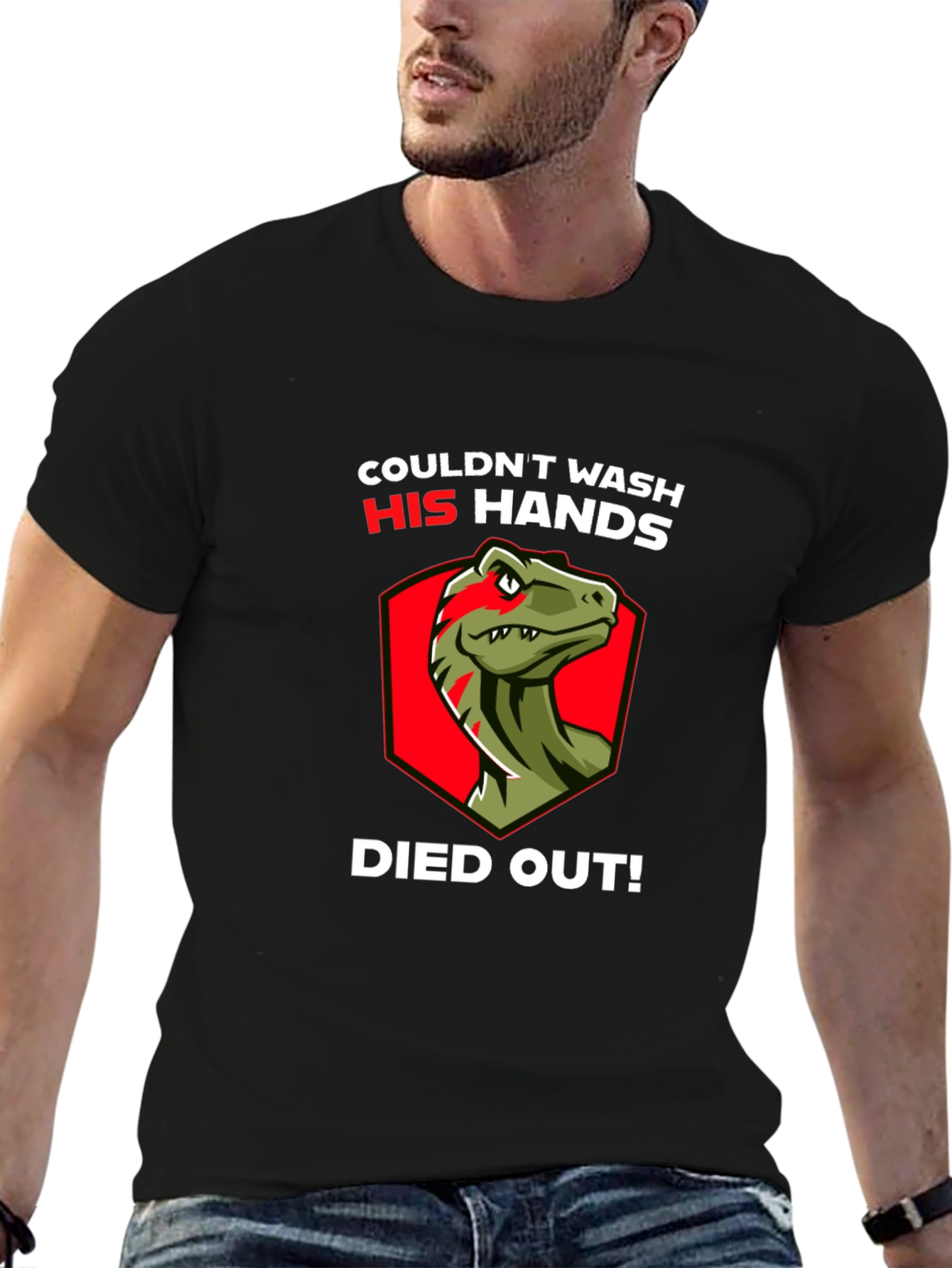 Dinosaur Wash Hands Died Out Funny T-Shirt