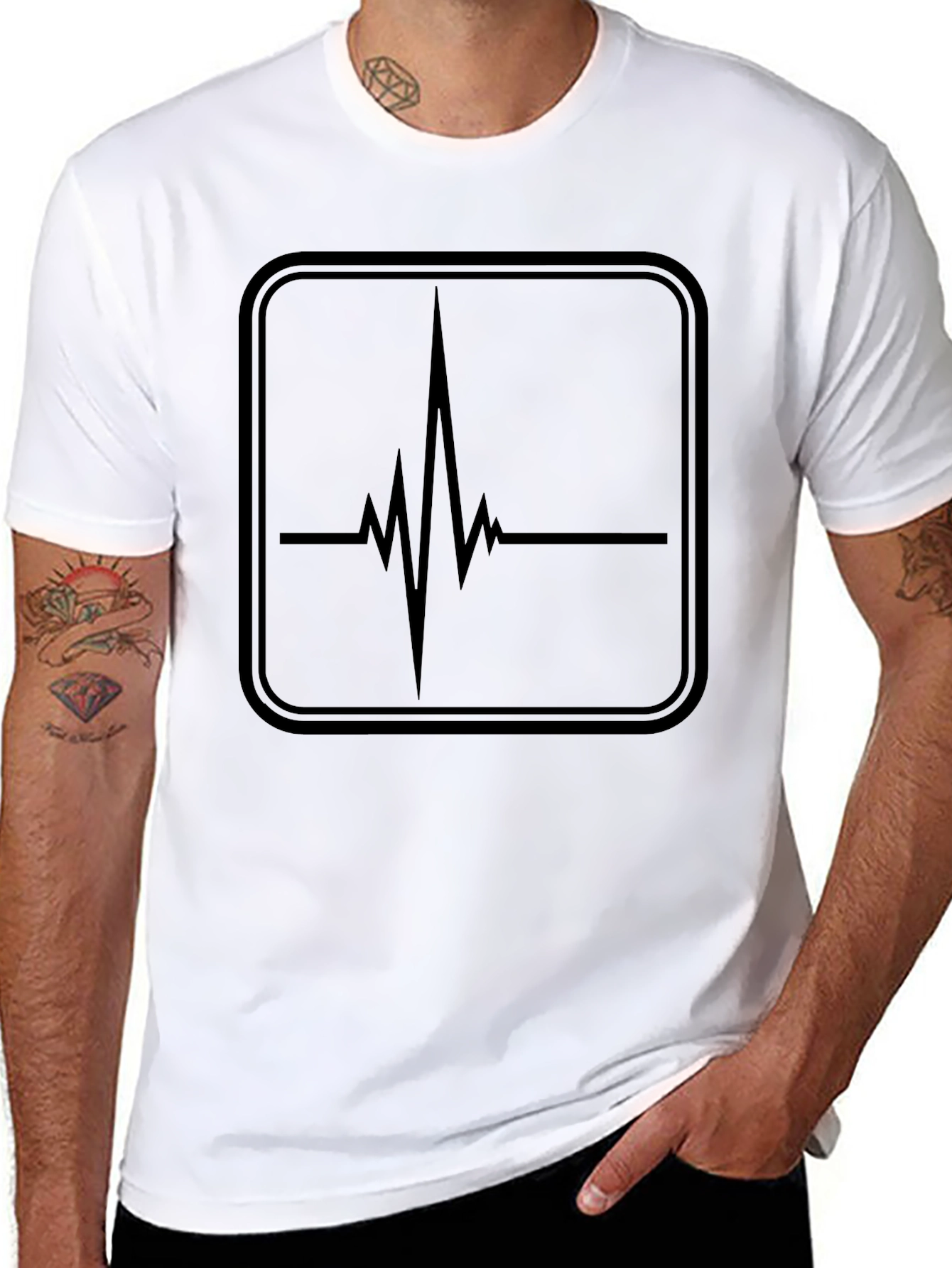 Heartbeat Graphic Tee - Black Cotton T-Shirt