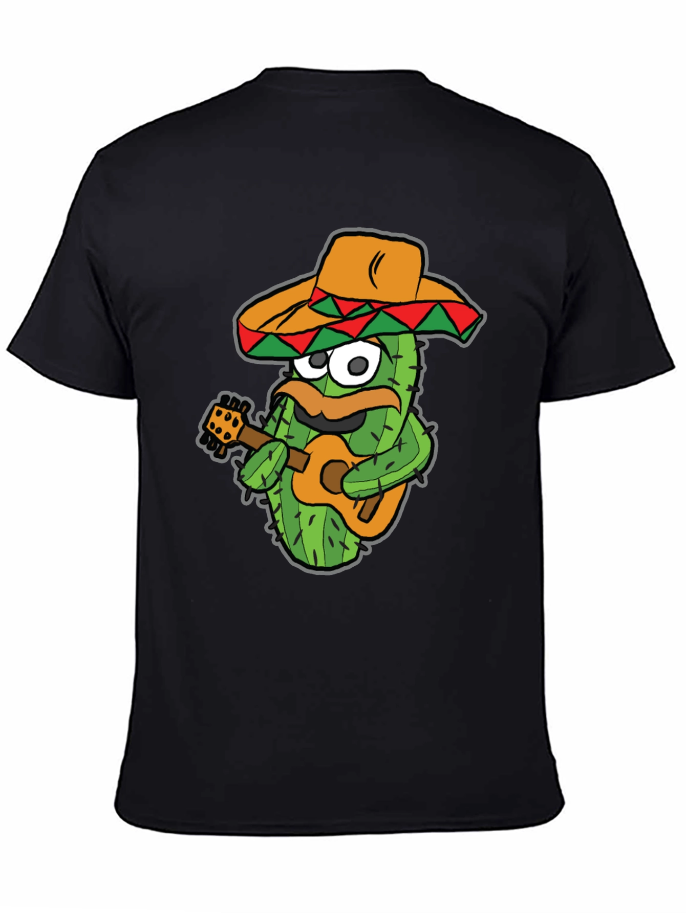 Cactus Guitarist Graphic Tee - Black Cotton T-Shirt