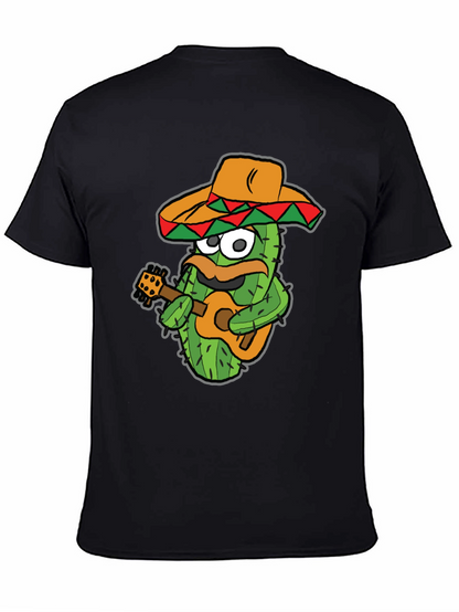 Cactus Guitarist Graphic Tee - Black Cotton T-Shirt