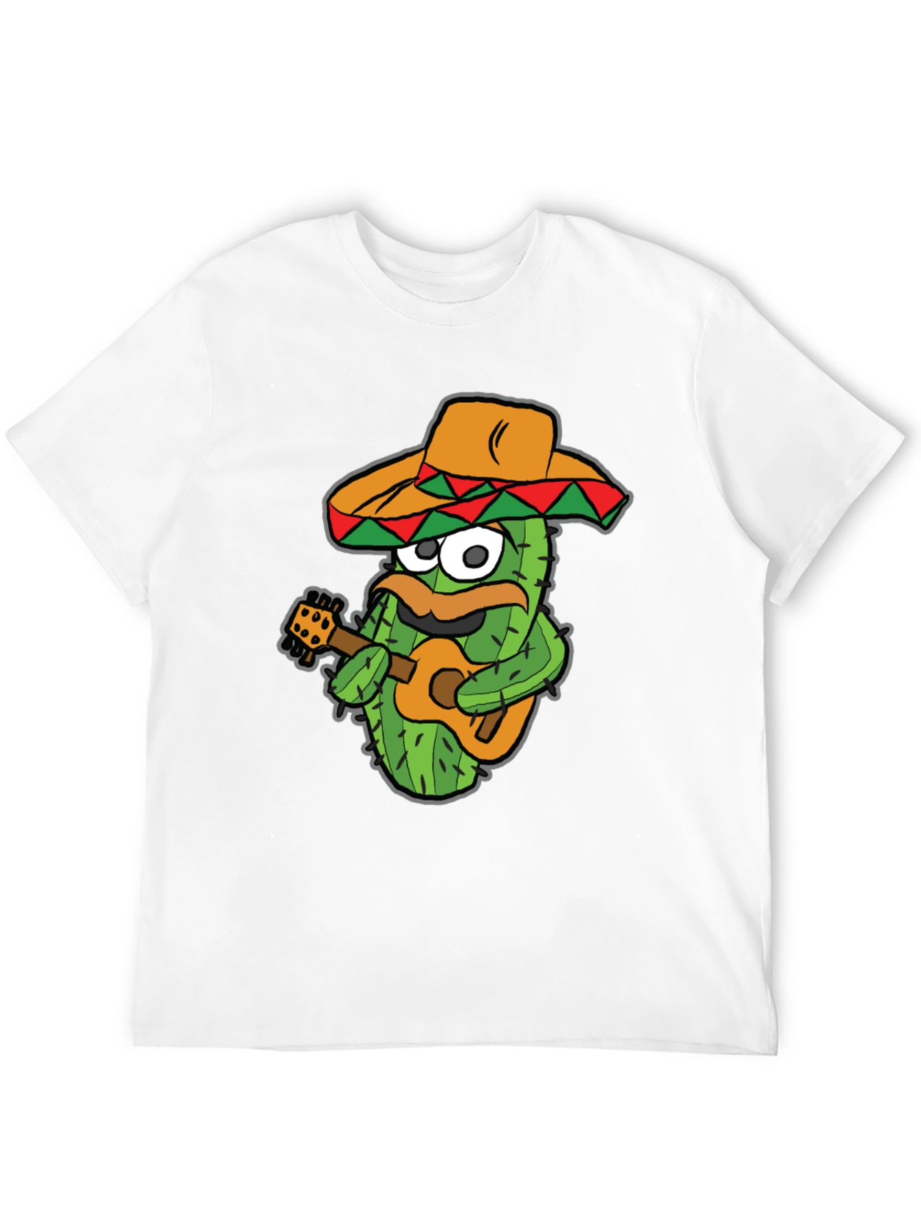 Cactus Guitarist Graphic Tee - Black Cotton T-Shirt