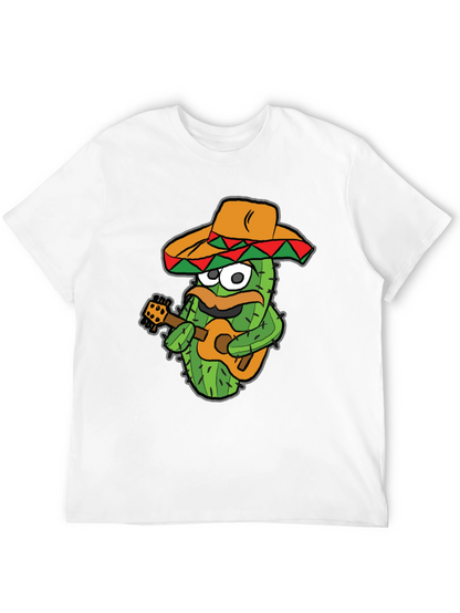 Cactus Guitarist Graphic Tee - Black Cotton T-Shirt