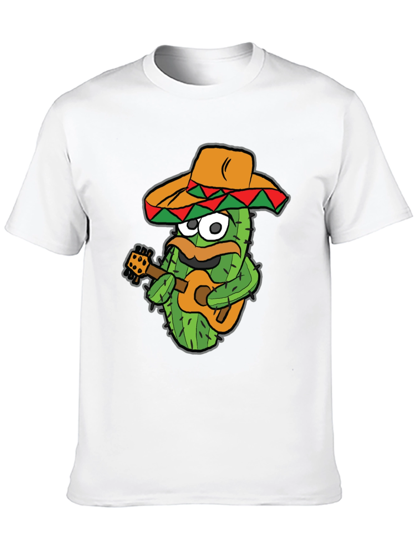 Cactus Guitarist Graphic Tee - Black Cotton T-Shirt