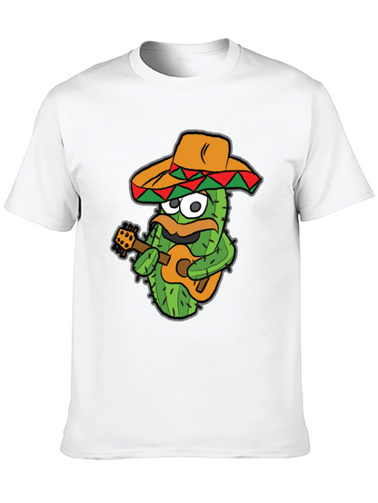 Cactus Guitarist Graphic Tee - Black Cotton T-Shirt