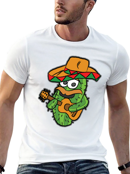 Cactus Guitarist Graphic Tee - Black Cotton T-Shirt