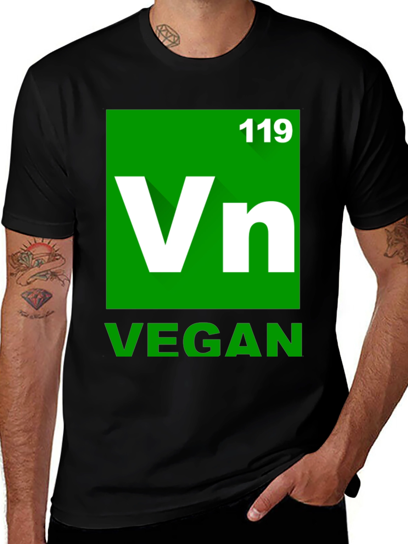 Vegan Element T-Shirt - Green Periodic Table Style