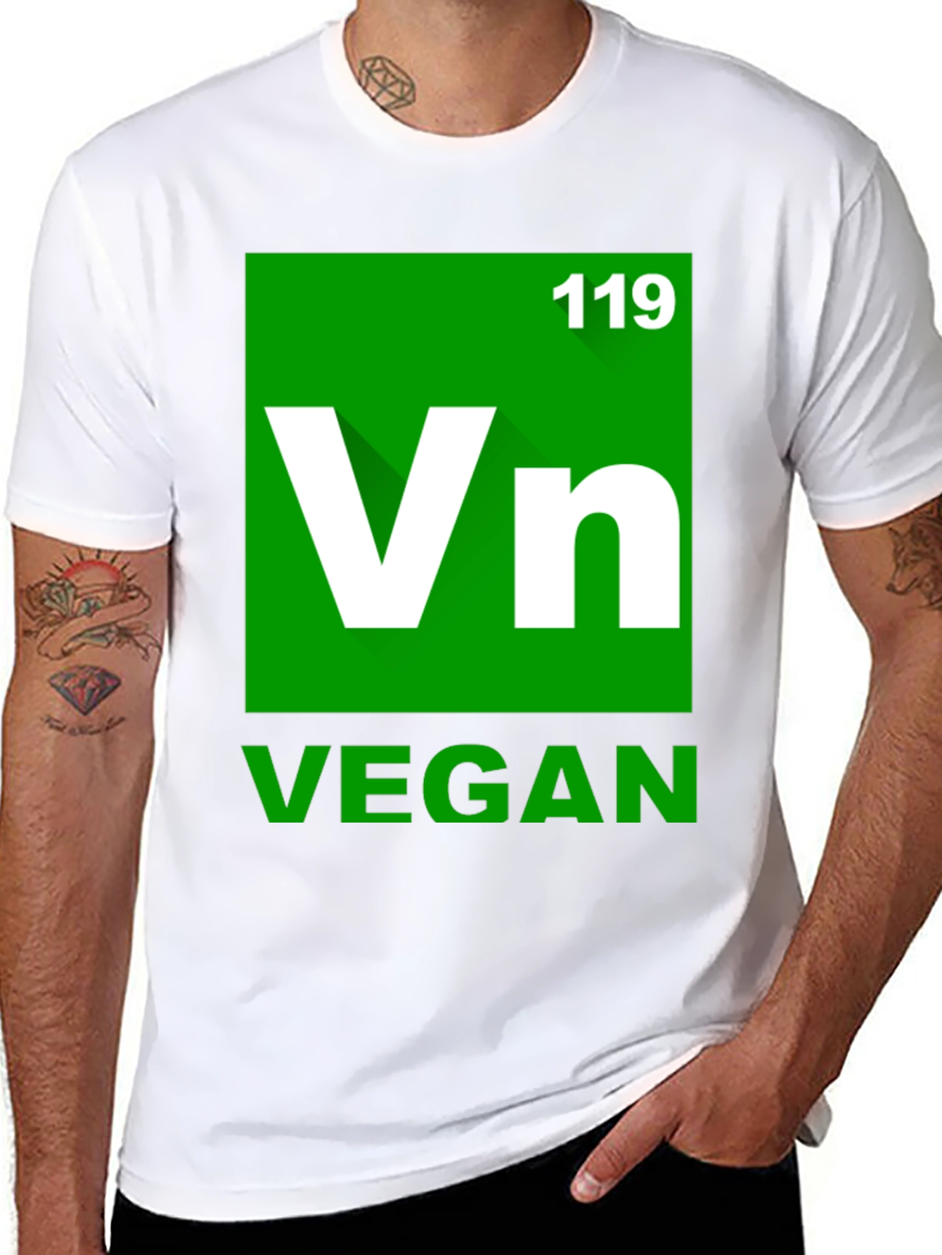 Vegan Element T-Shirt - Green Periodic Table Style