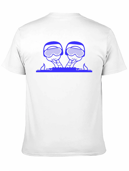 Blue Graphic DJ T-Shirt - Black Crew Neck Tee