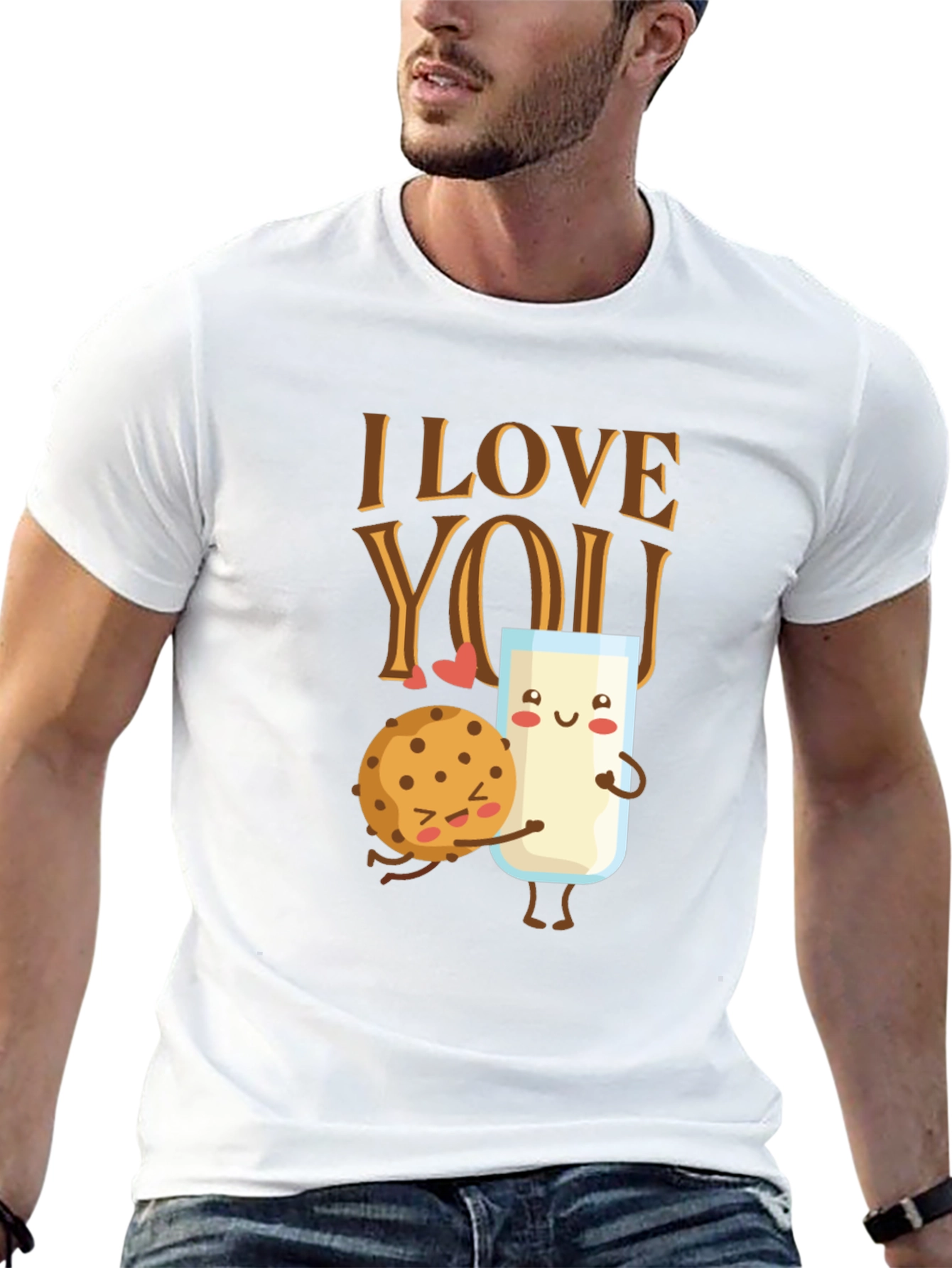 I Love You Cookie and Milk Graphic T-Shirt