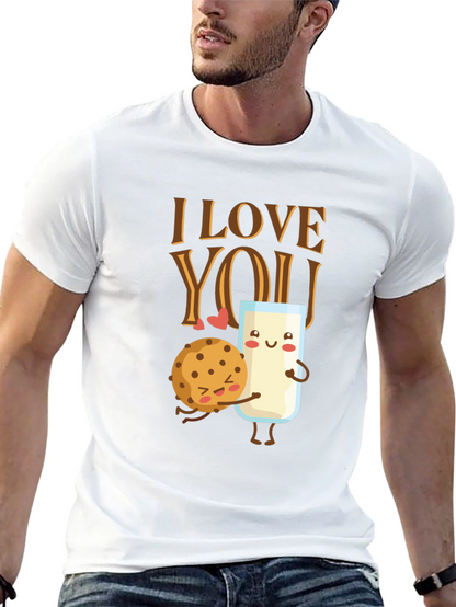I Love You Cookie and Milk Graphic T-Shirt