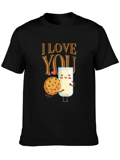 I Love You Cookie and Milk Graphic T-Shirt