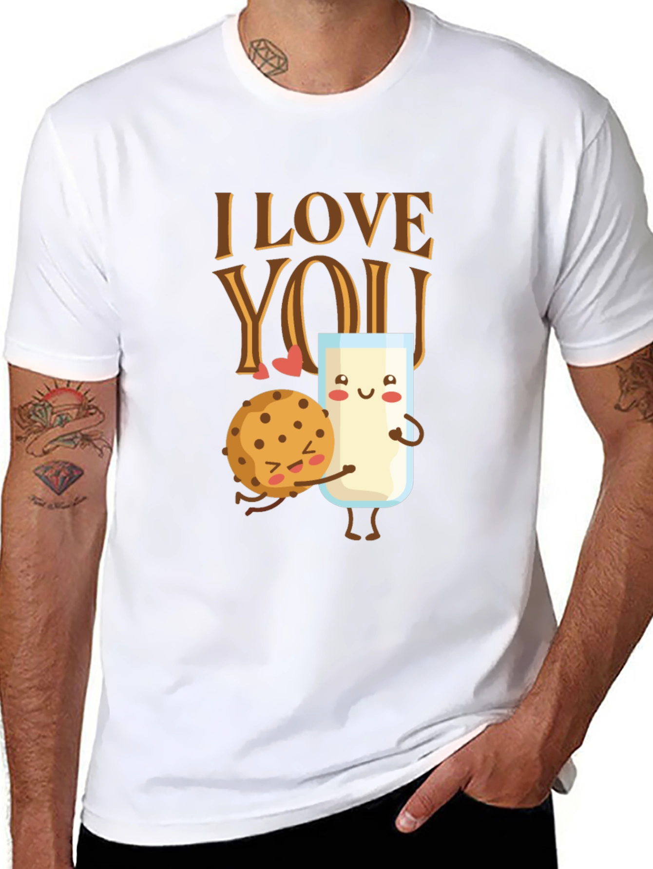 I Love You Cookie and Milk Graphic T-Shirt