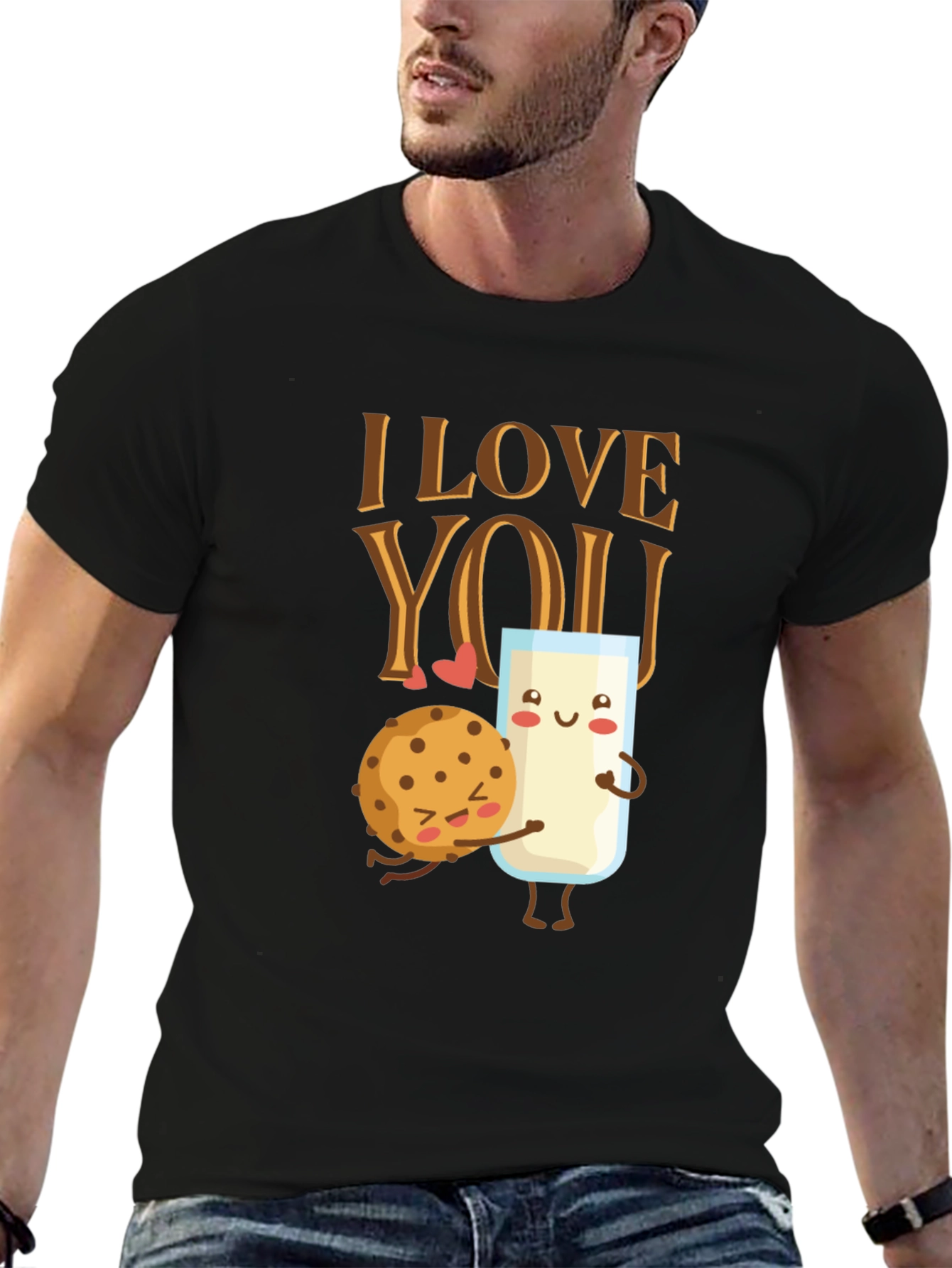 I Love You Cookie and Milk Graphic T-Shirt