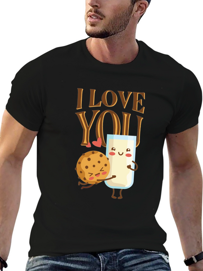 I Love You Cookie and Milk Graphic T-Shirt