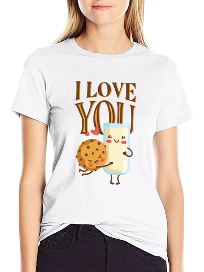 I Love You Cookie and Milk Graphic T-Shirt