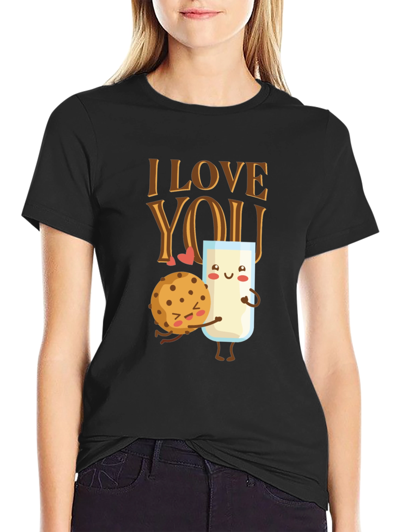 I Love You Cookie and Milk Graphic T-Shirt