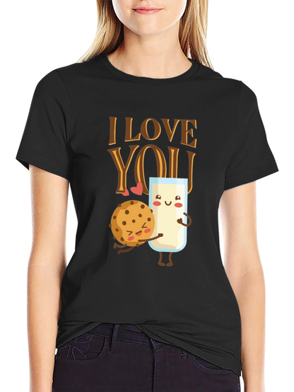 I Love You Cookie and Milk Graphic T-Shirt
