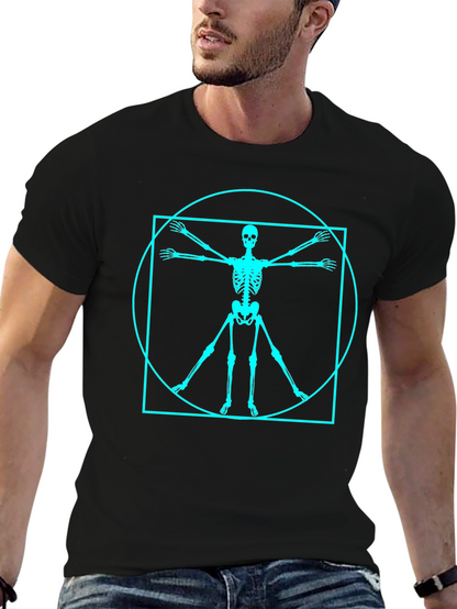 Vitruvian Skeleton Graphic Tee - Black