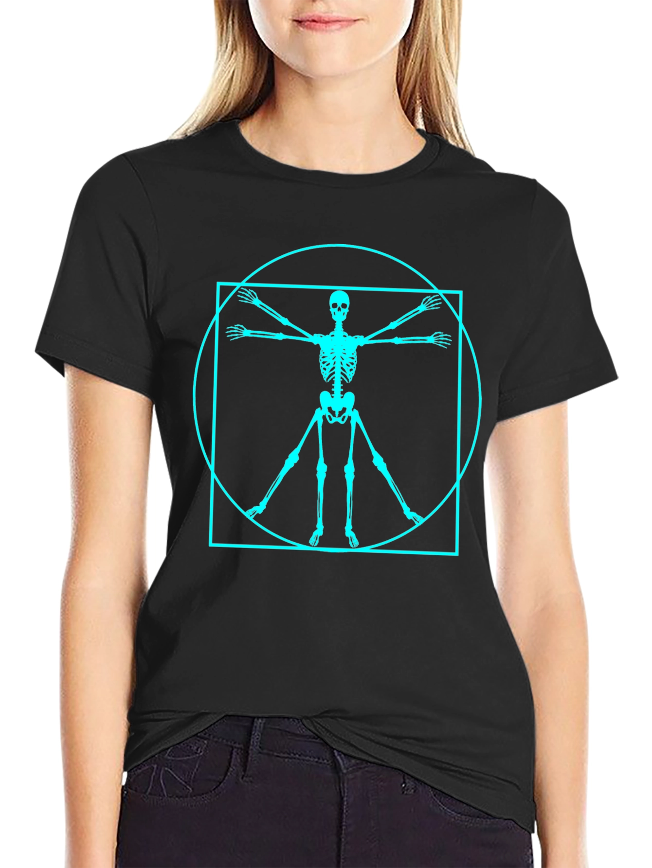 Vitruvian Skeleton Graphic Tee - Black