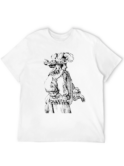 Feathered Hat Gentleman Graphic Tee - Black