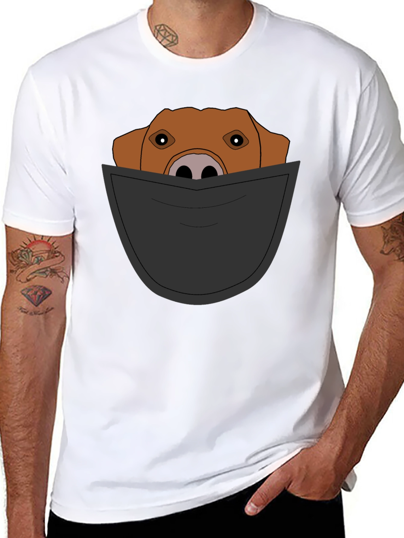 Dog in Pocket T-Shirt - Mens Graphic Tee