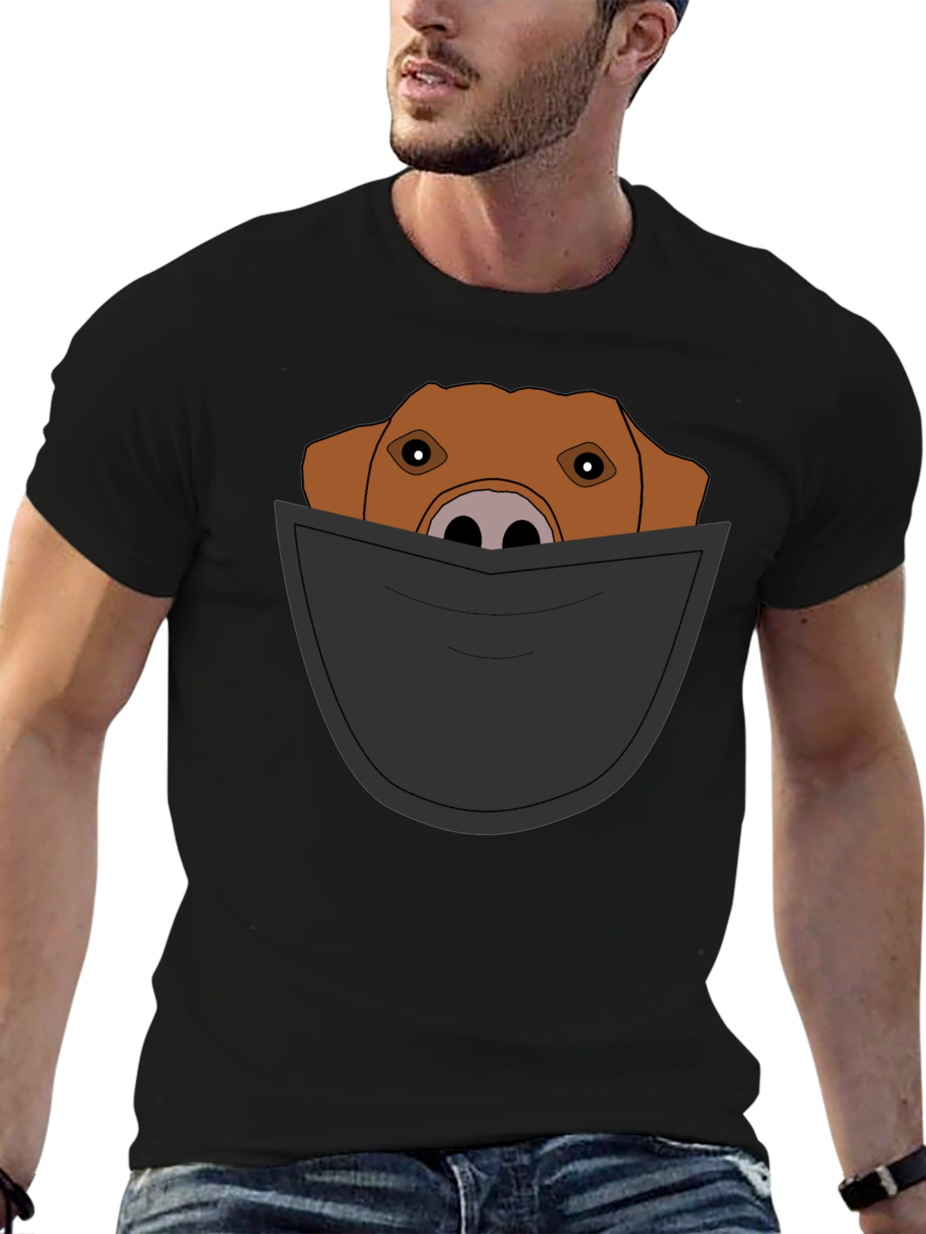 Dog in Pocket T-Shirt - Mens Graphic Tee