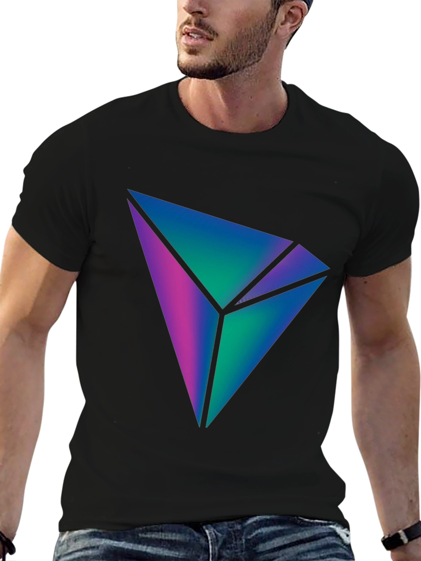 Abstract Geometric Tee - Black Stylish Graphic T-Shirt