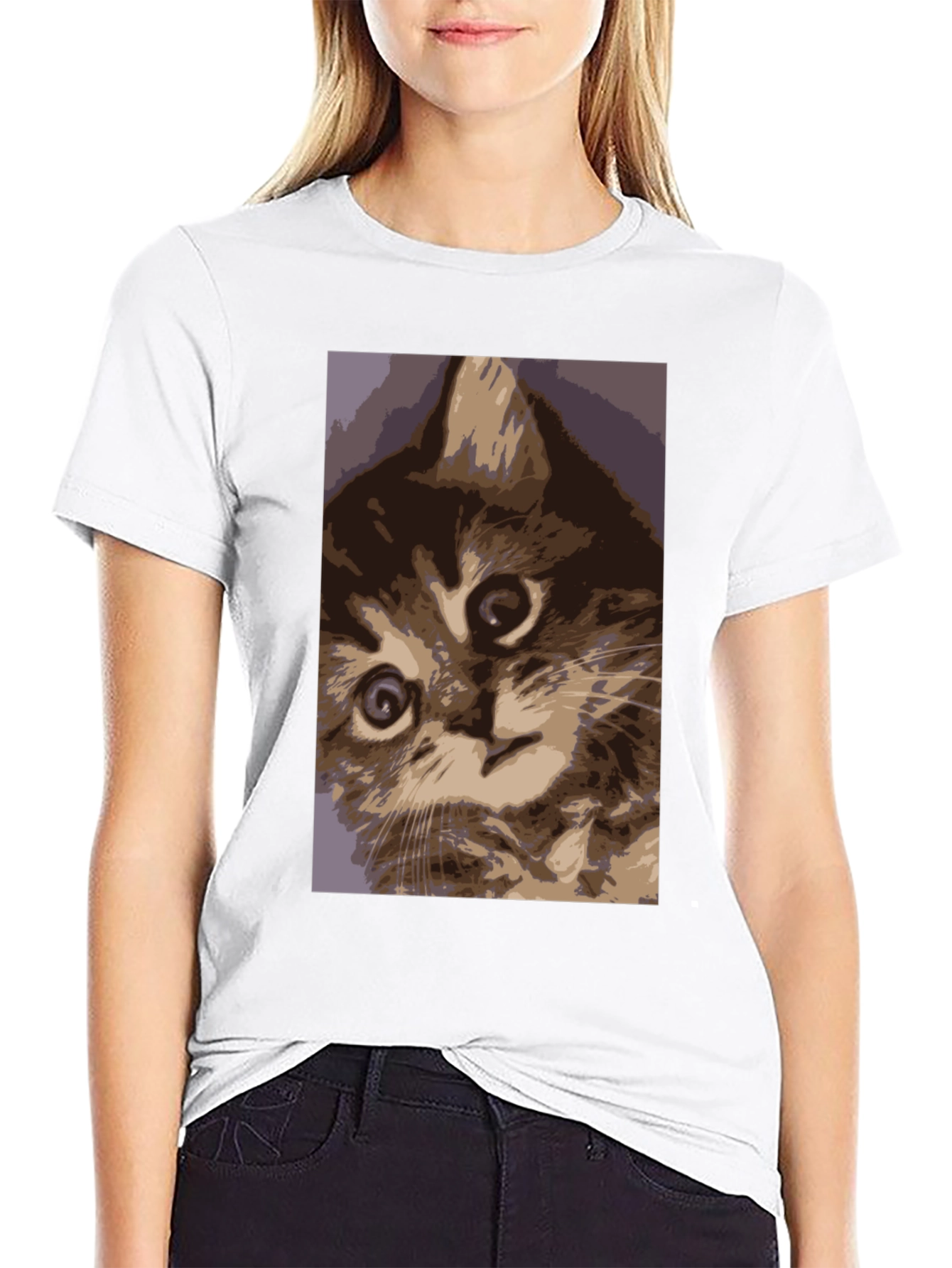 Curious Kitten Graphic Tee - Soft Cotton Comfort