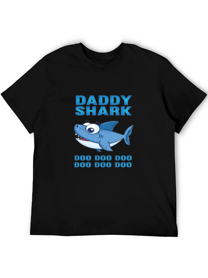 Daddy Shark Graphic Print Black T-Shirt