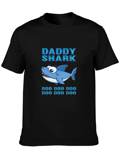 Daddy Shark Graphic Print Black T-Shirt
