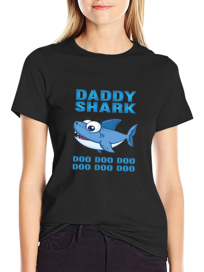 Daddy Shark Graphic Print Black T-Shirt