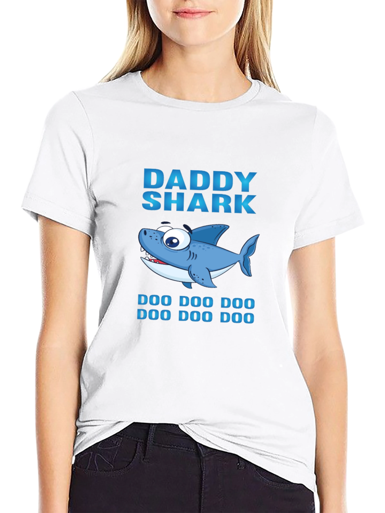 Daddy Shark Graphic Print Black T-Shirt